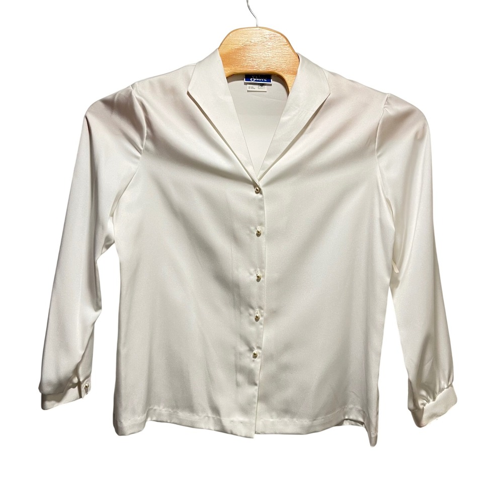 Ship n Shore Vintage White Button Up Blouse Pearl Buttons USA Union Made Size 18